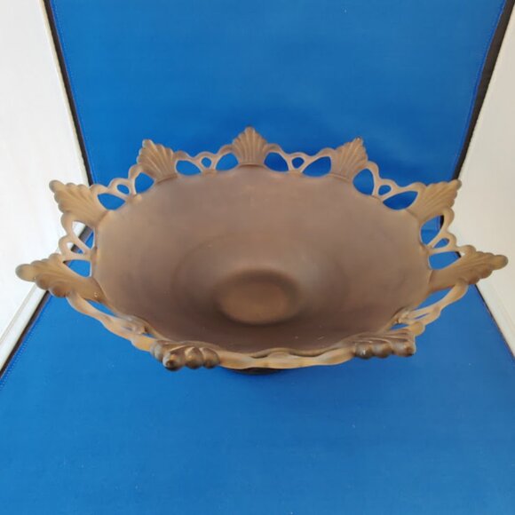 Westmoreland Brown Mist Satin Glass Lace Edge Centerpiece Bowl - Ring & Petal - Picture 2 of 12